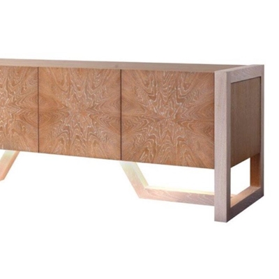 Four door credenza in limed oak with interior lighting and centre drawers